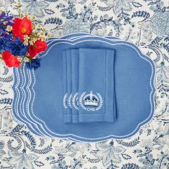 Coronation Blue Linen Napkins (Set Of 4)
