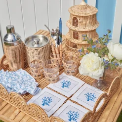 Edie Blue Coral Napkins (Set Of 4)