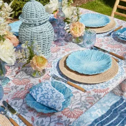Edie Blue Coral Placemats & Napkins (Set Of 4)