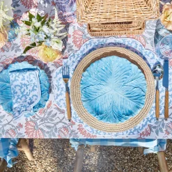 Edie Blue Coral Placemats & Napkins (Set Of 4)