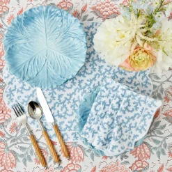 Edie Blue Coral Placemats & Napkins (Set Of 4)