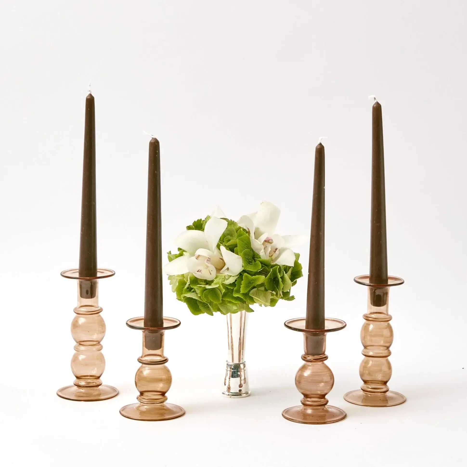 Elise Small Amber Candle Holder (Pair)