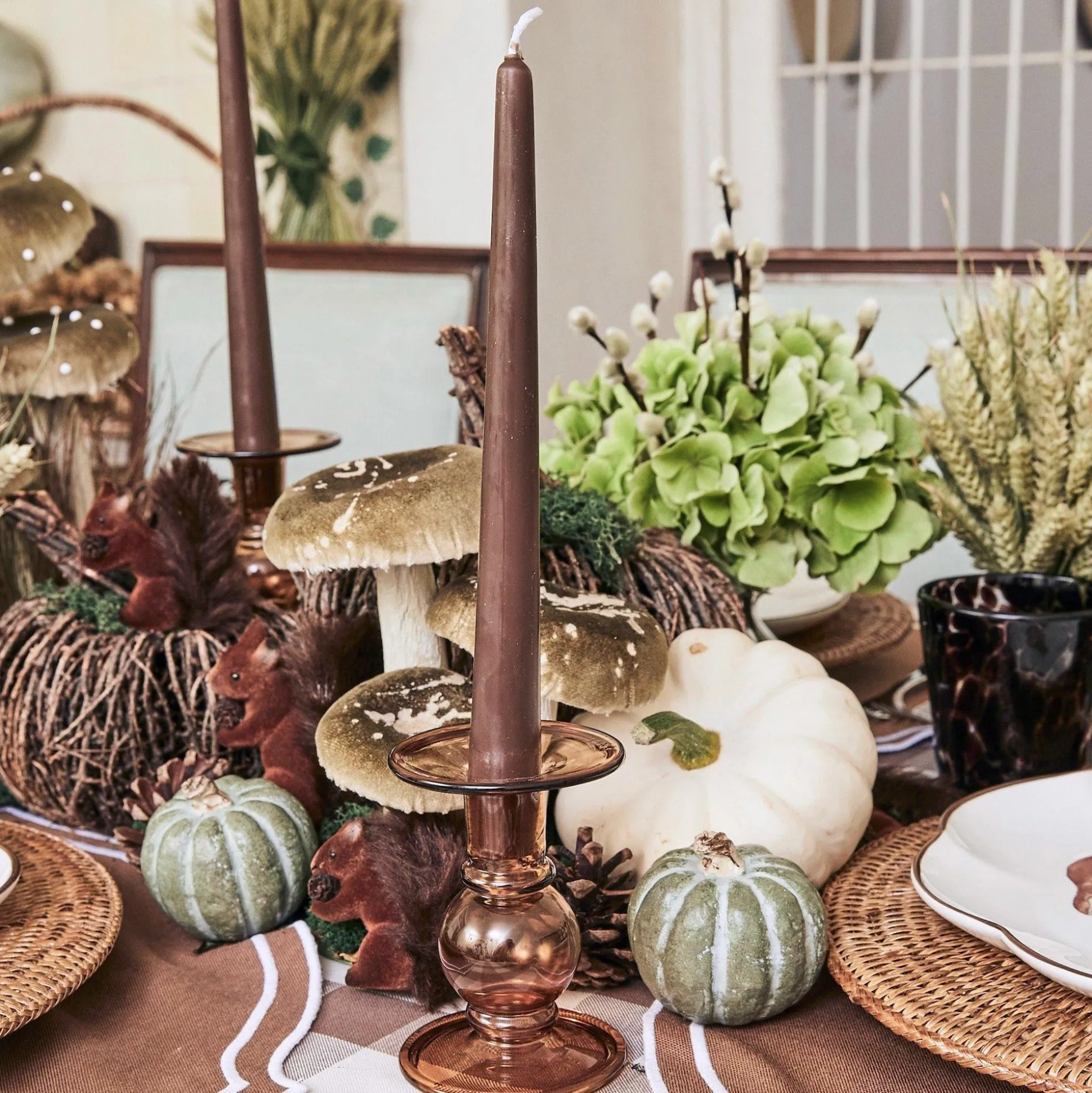 Elise Small Amber Candle Holder (Pair)