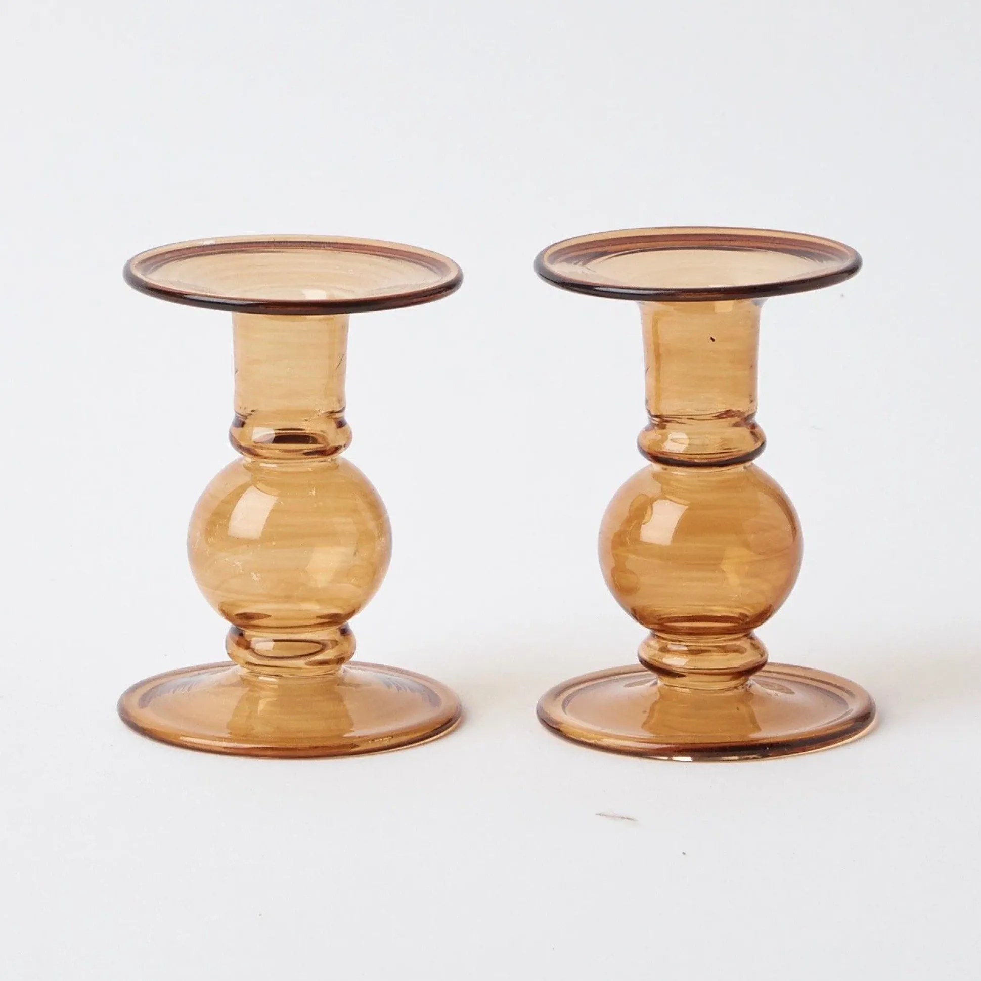 Elise Small Amber Candle Holder (Pair)