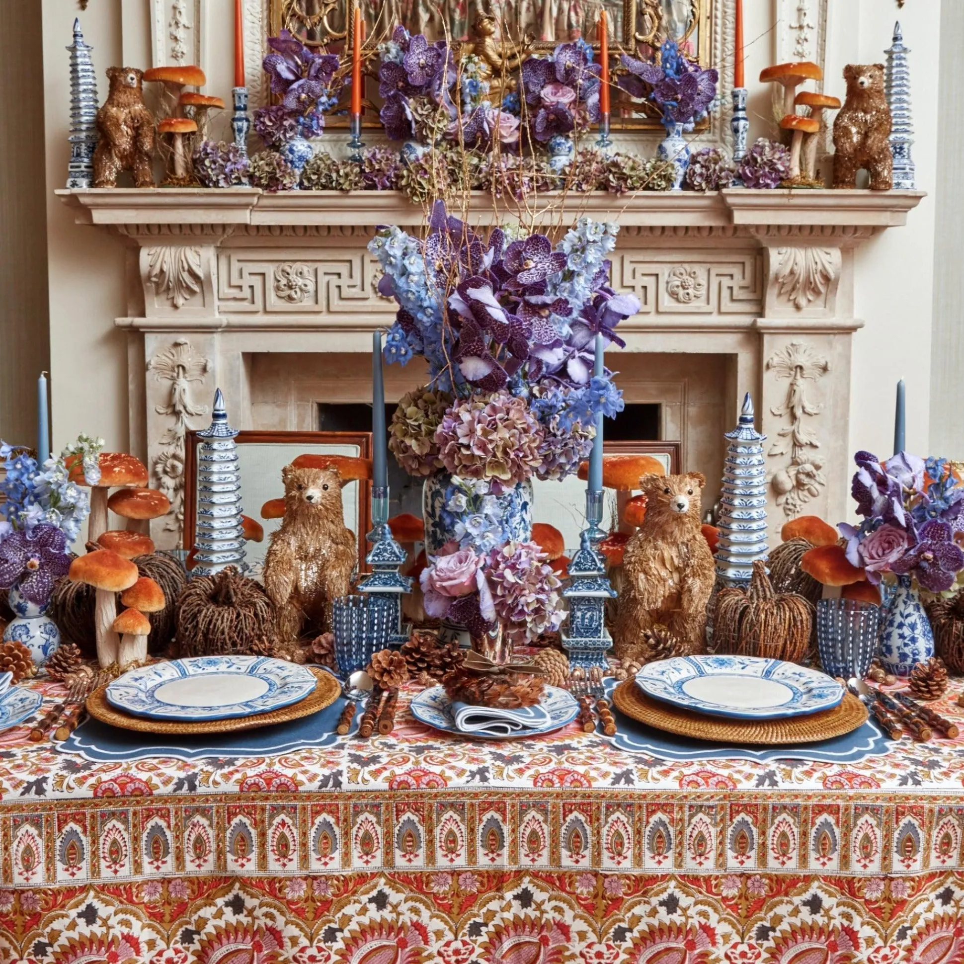 Elodie Blue Candle Holders (Pair)