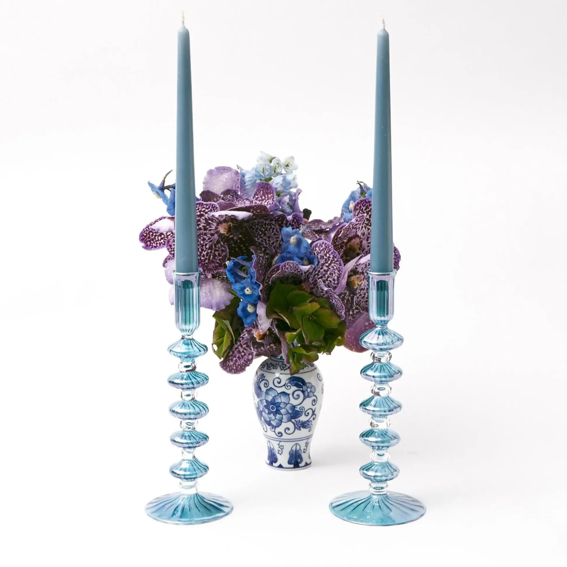 Elodie Blue Candle Holders (Pair)