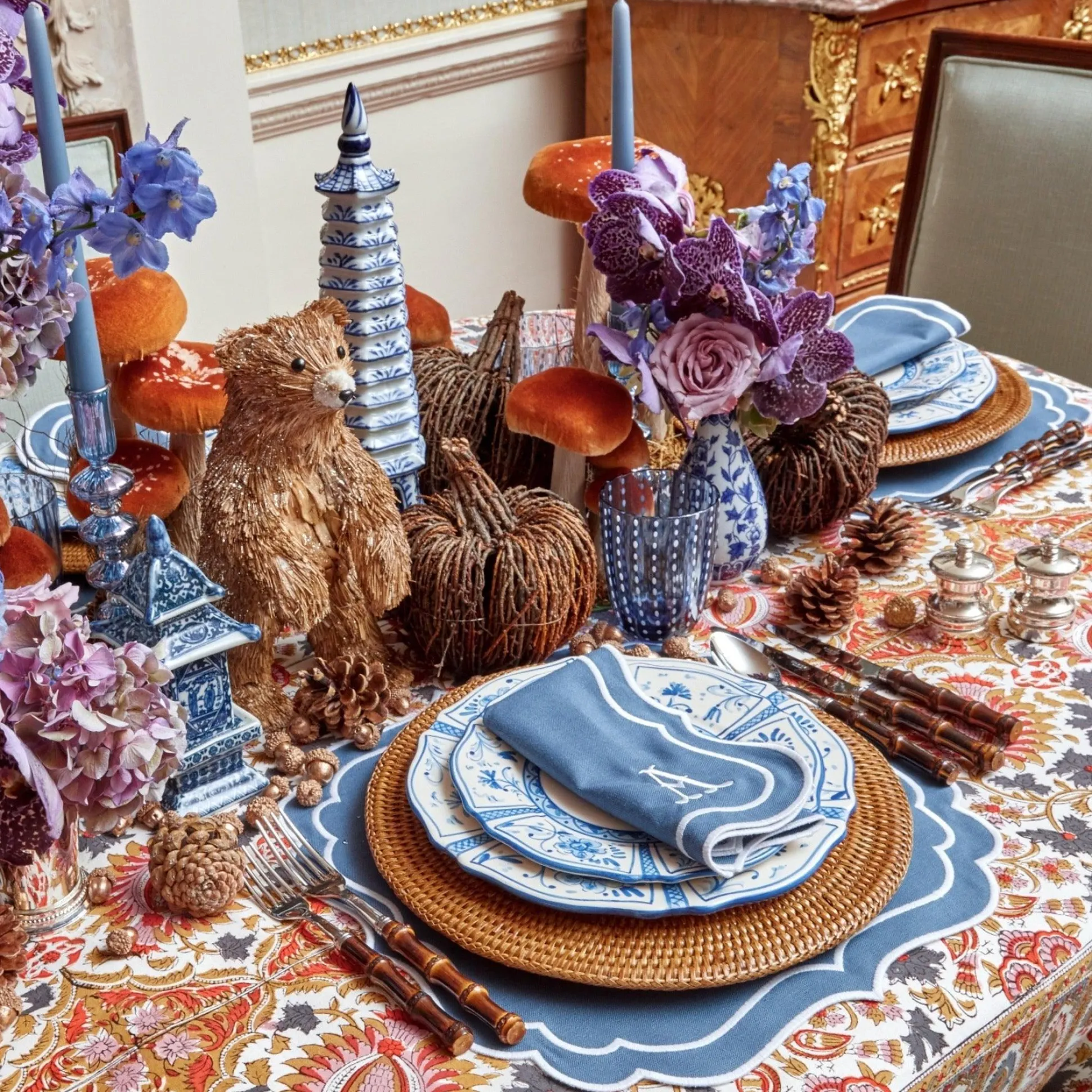 Elodie Blue Candle Holders (Pair)