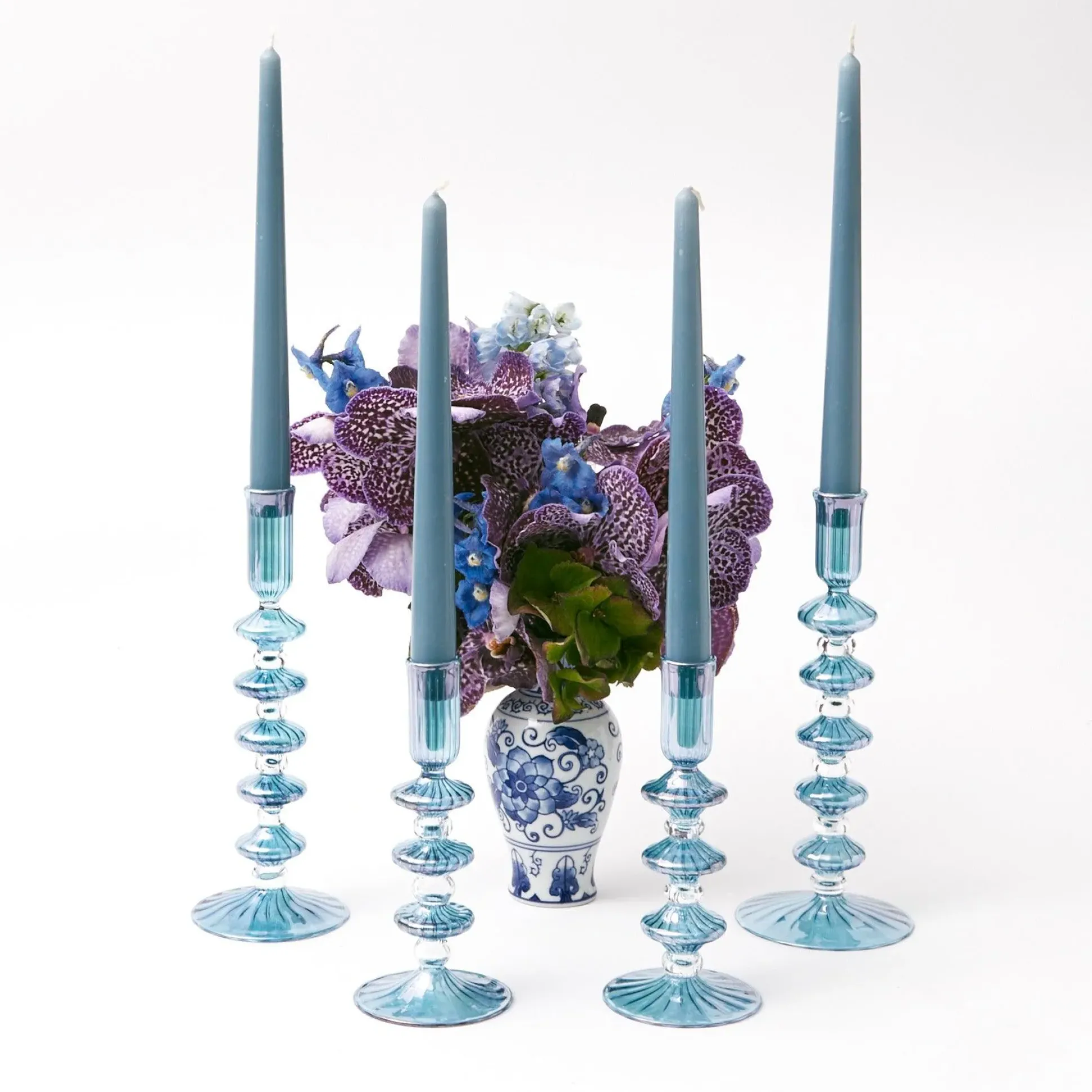 Elodie Blue Candle Holders (Pair)