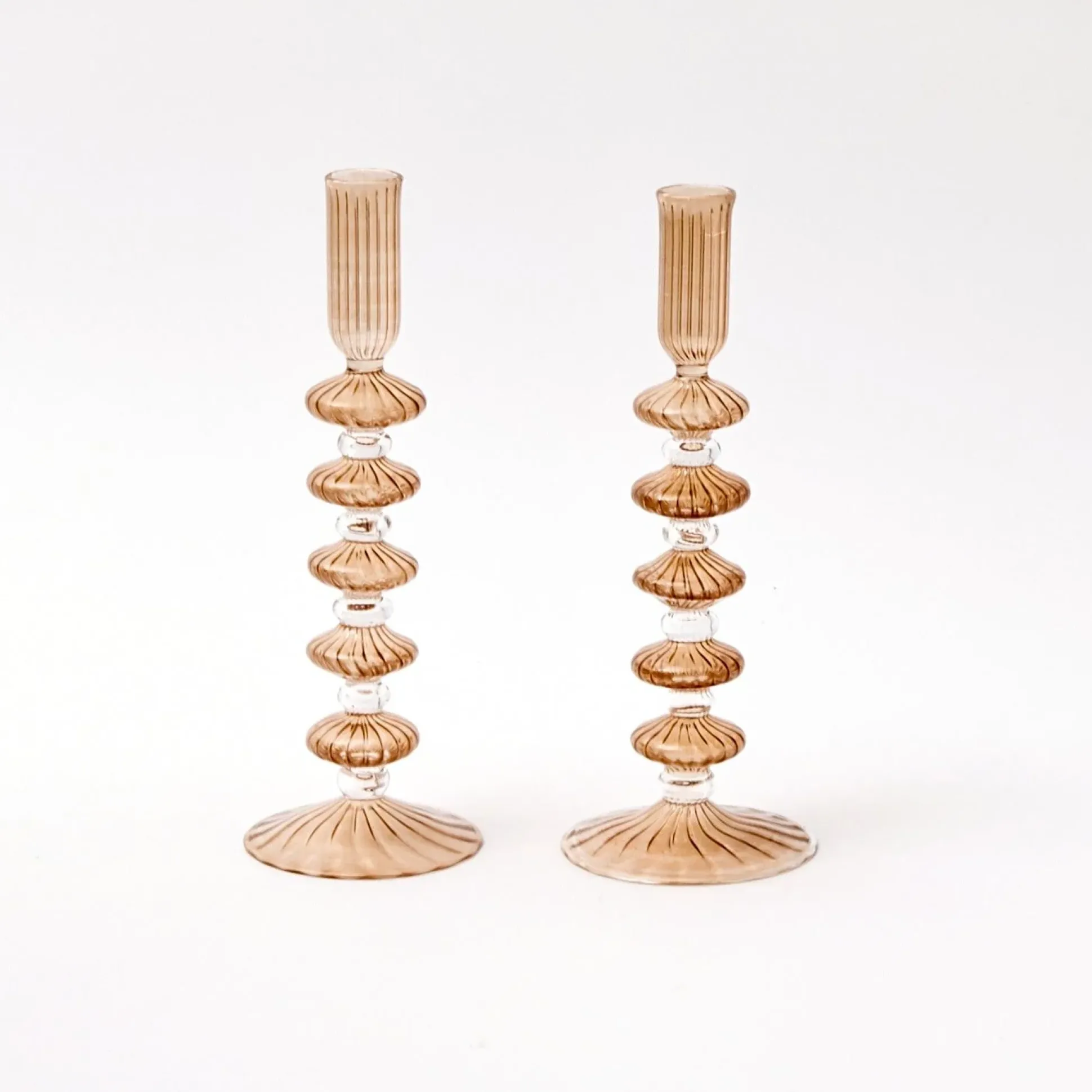 Elodie Chestnut Candle Holder (Pair)