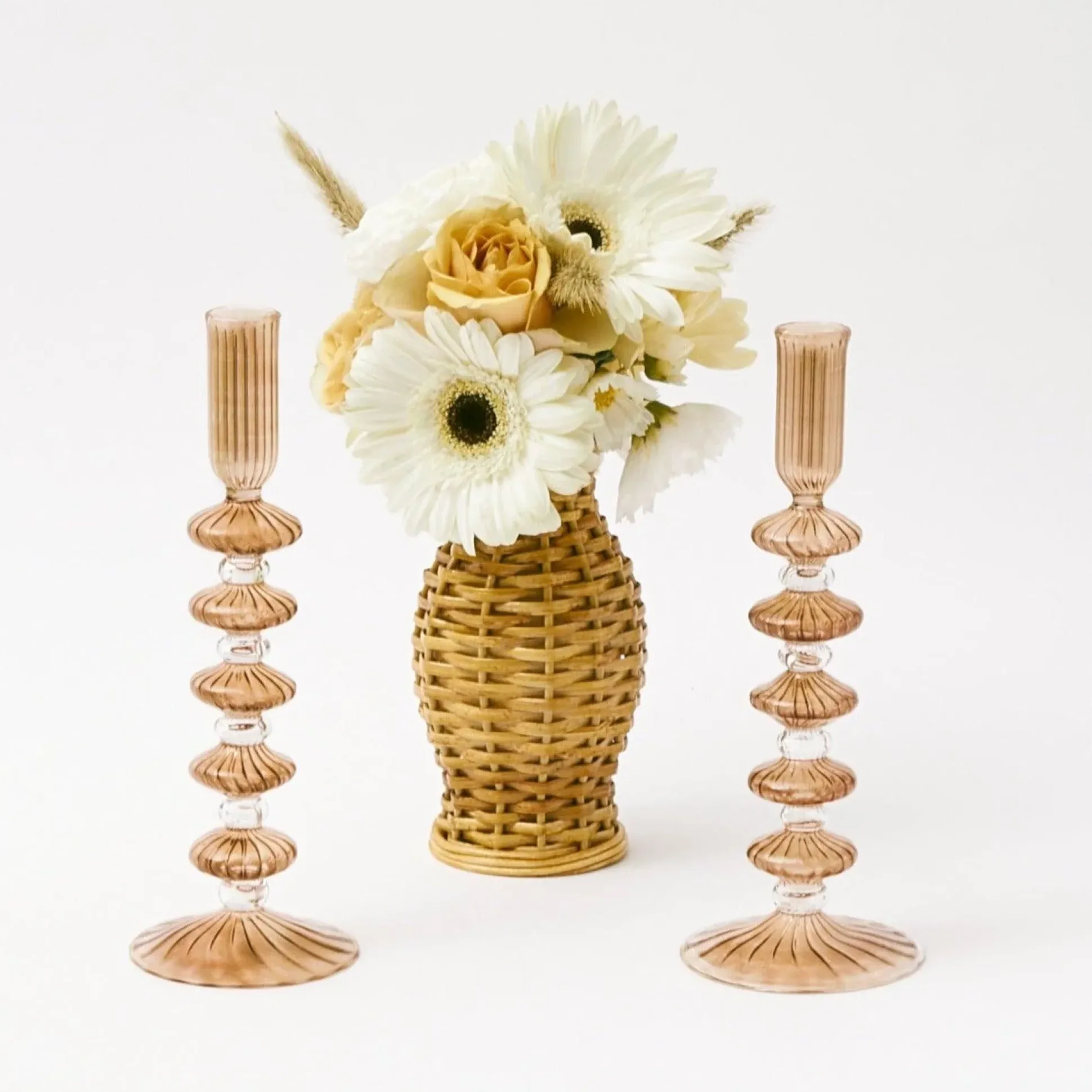 Elodie Chestnut Candle Holder (Pair)