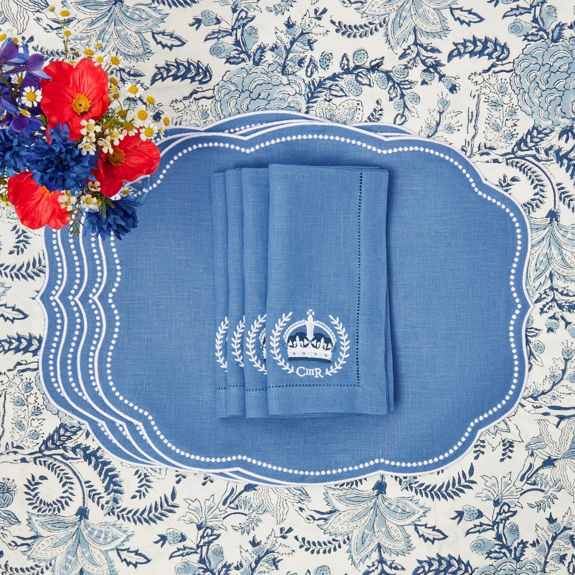 Eloise Blue Placemats & Coronation Napkins (Set Of 4)