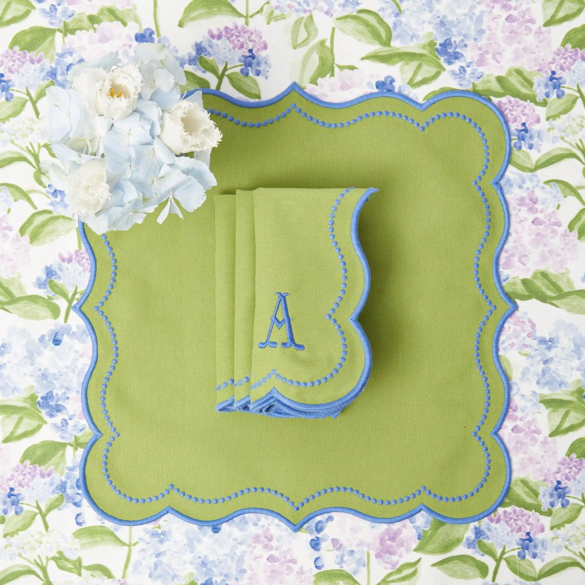 Eloise Green And Blue Napkins (Set Of 4)