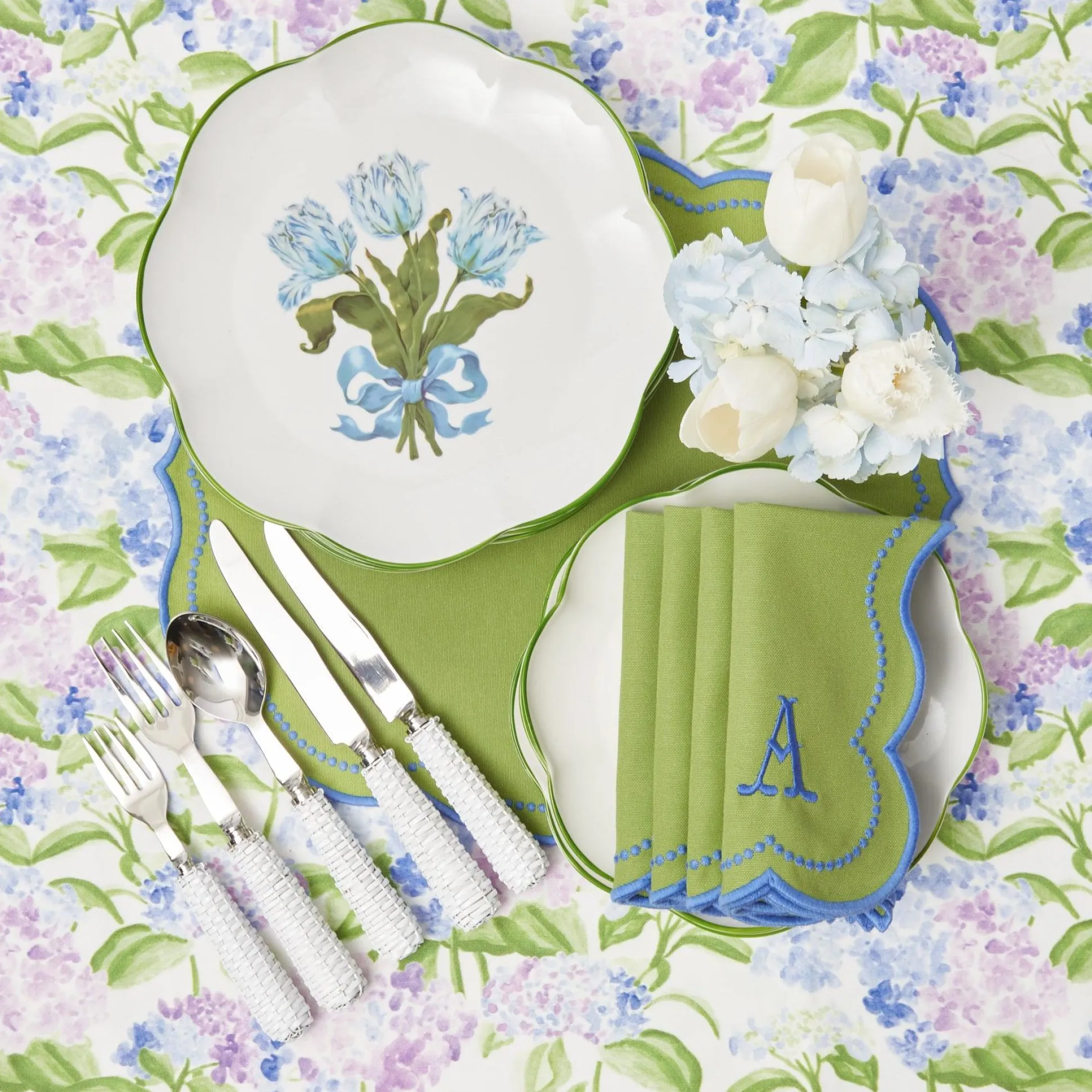 Eloise Green And Blue Napkins (Set Of 4)
