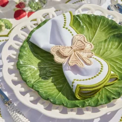 Elsa White & Green Napkins (Set Of 4)