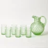 Emerald Hobnail Glasses & Jug Set