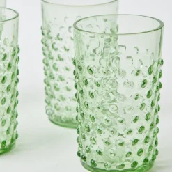 Emerald Hobnail Glasses & Jug Set