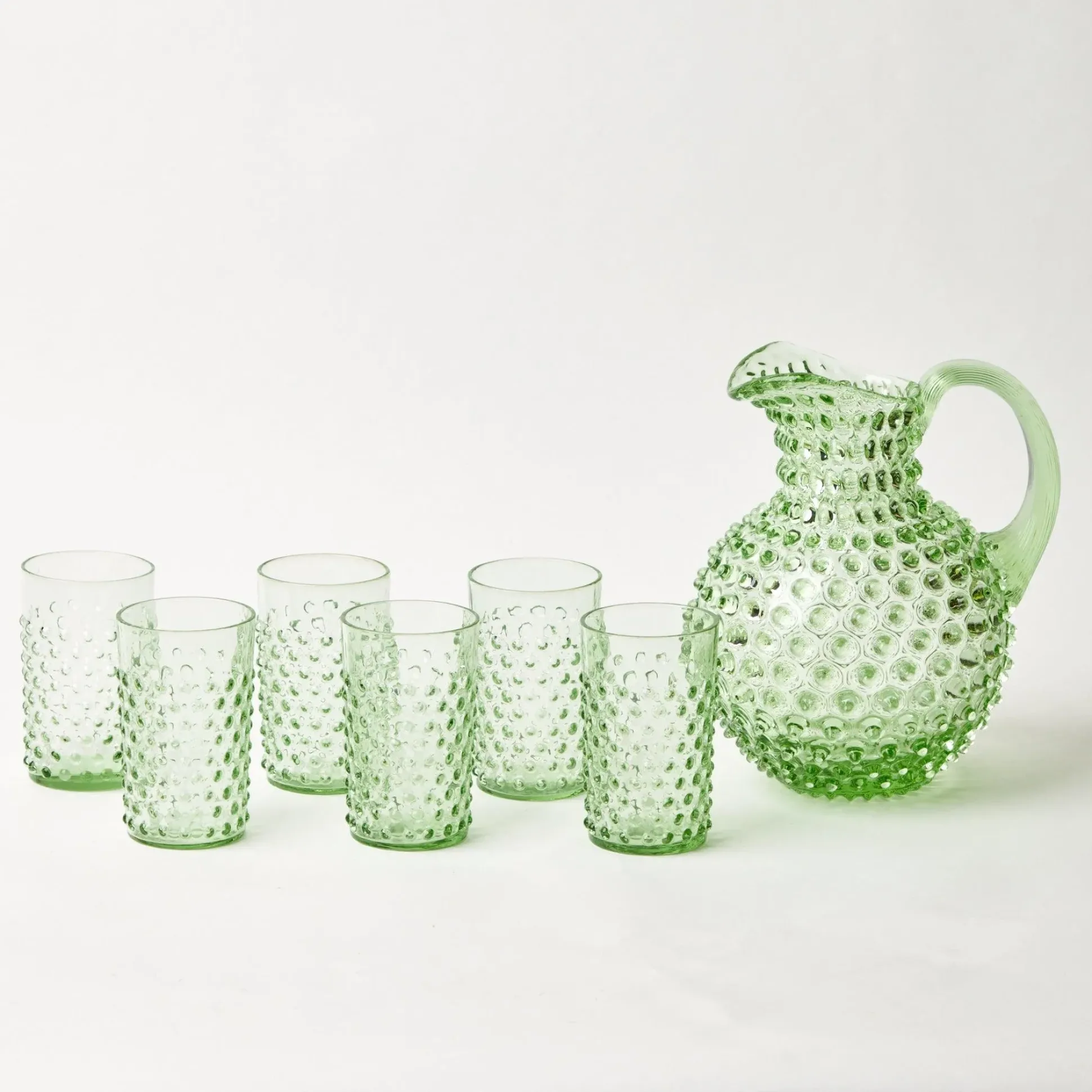 Emerald Hobnail Glasses & Jug Set