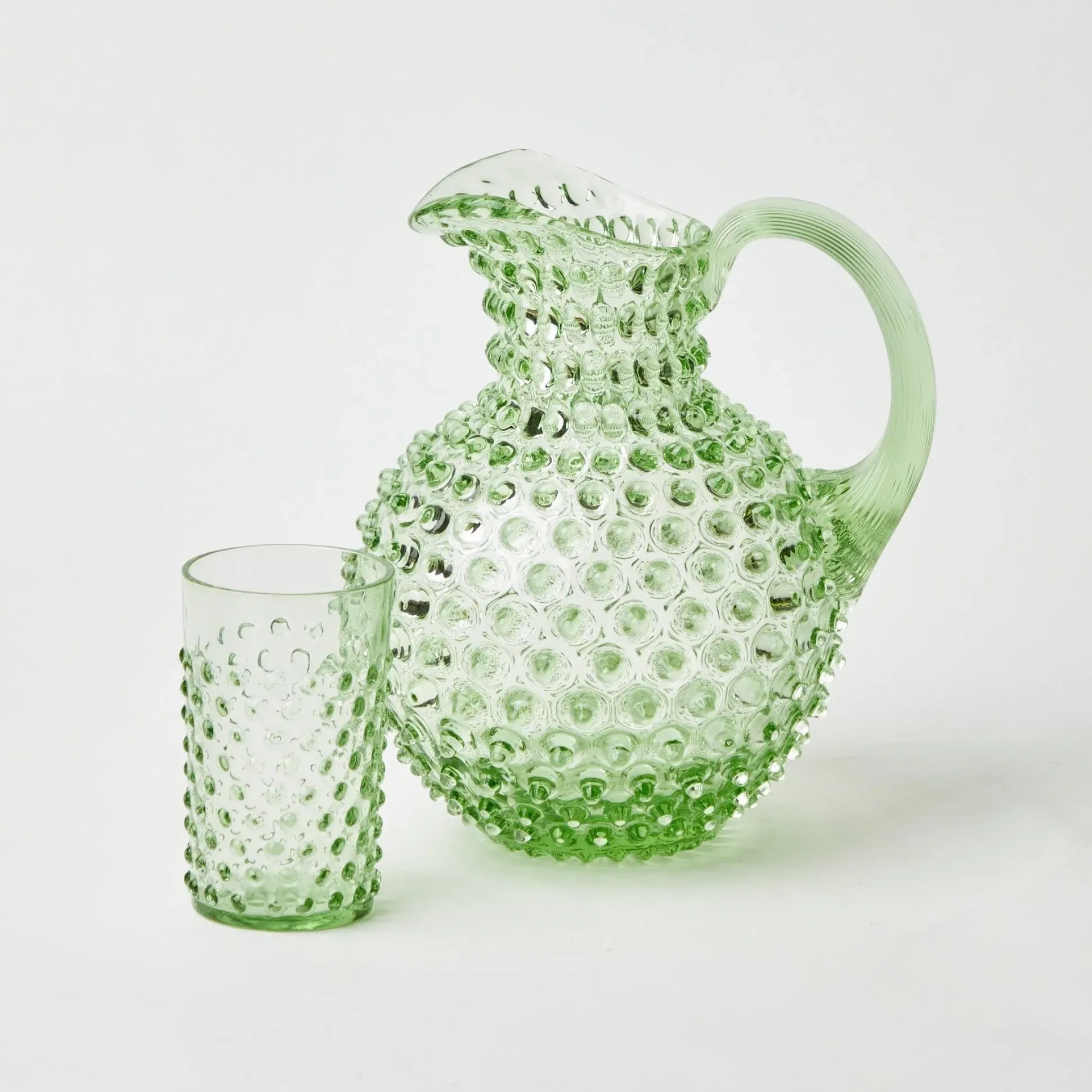 Emerald Hobnail Glasses & Jug Set