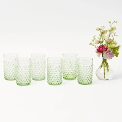 Emerald Hobnail Glasses (Set Of 6)