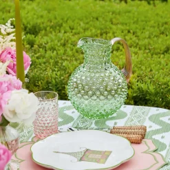 Emerald Hobnail Jug & Rose Handle