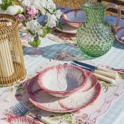 Emerald Hobnail Jug With Rose Handle & Glasses (Set Of 6)