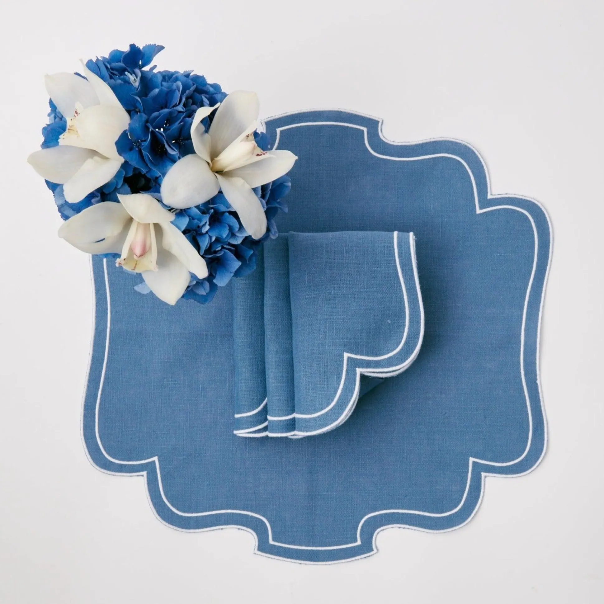 Eve Blue Linen Napkins (Set Of 4)