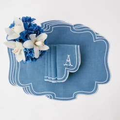 Eve Blue Linen Napkins (Set Of 4)