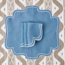 Eve Blue Linen Napkins (Set Of 4)