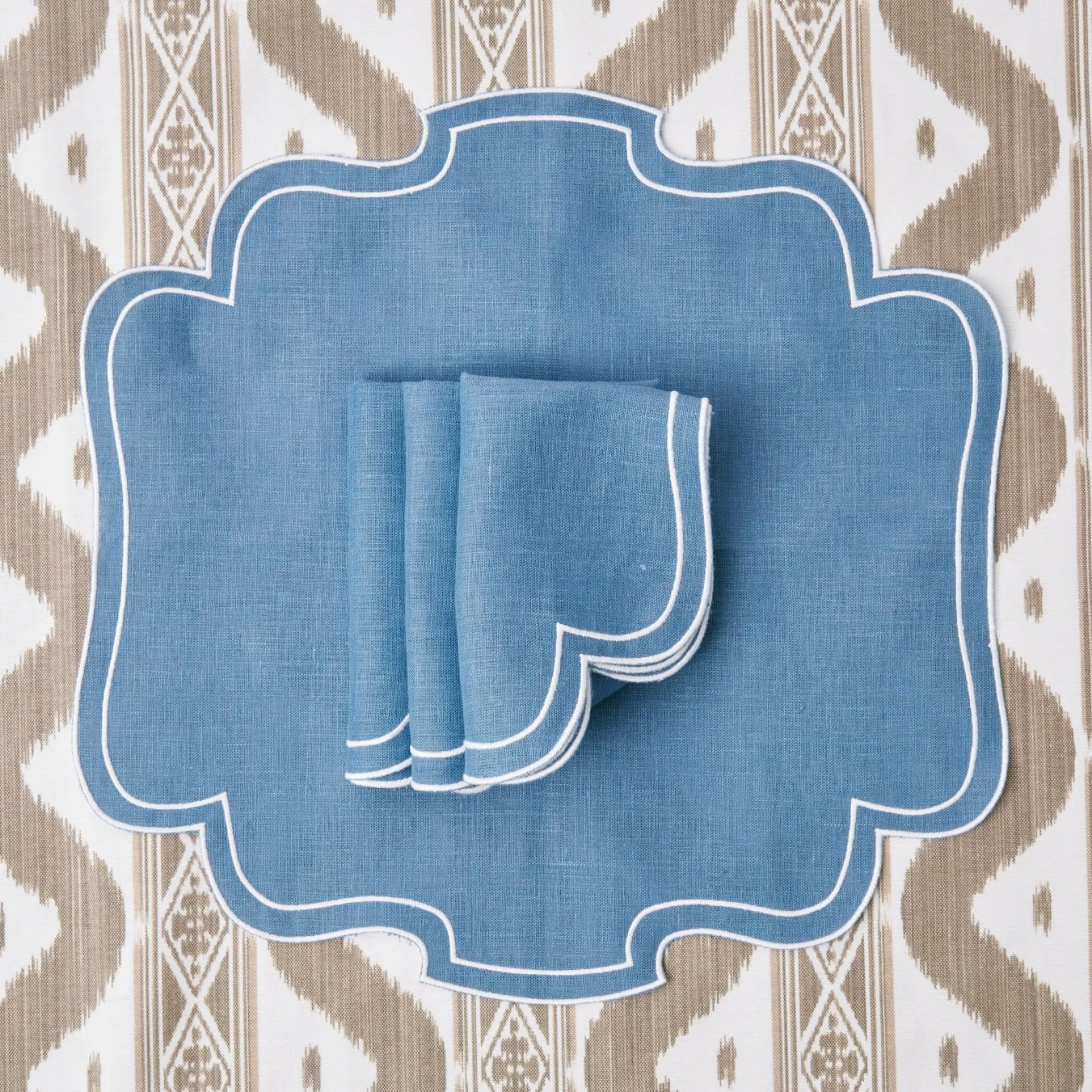 Eve Blue Linen Napkins (Set Of 4)