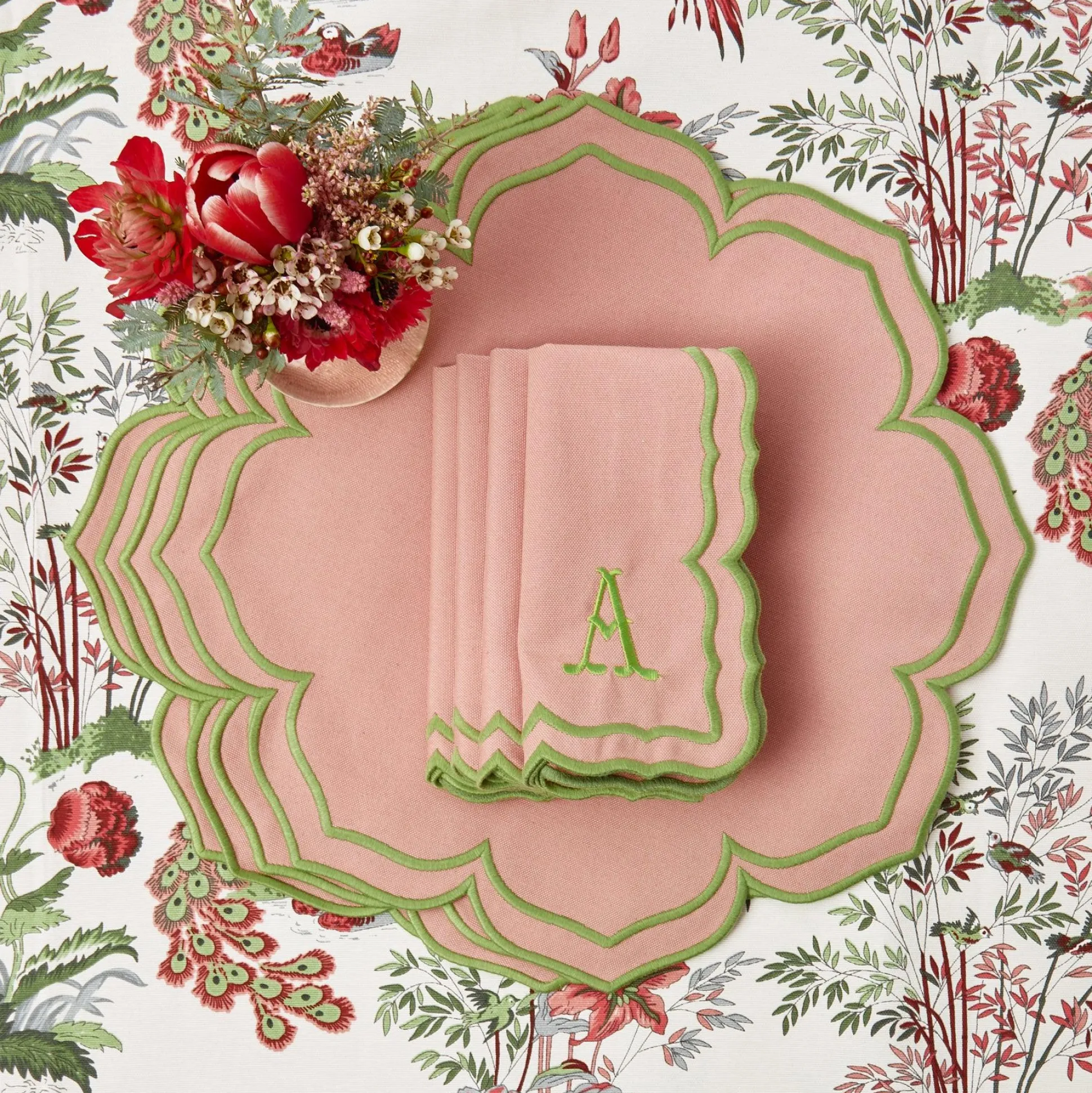 Fleur Pink Placemats & Napkins (Set Of 4)