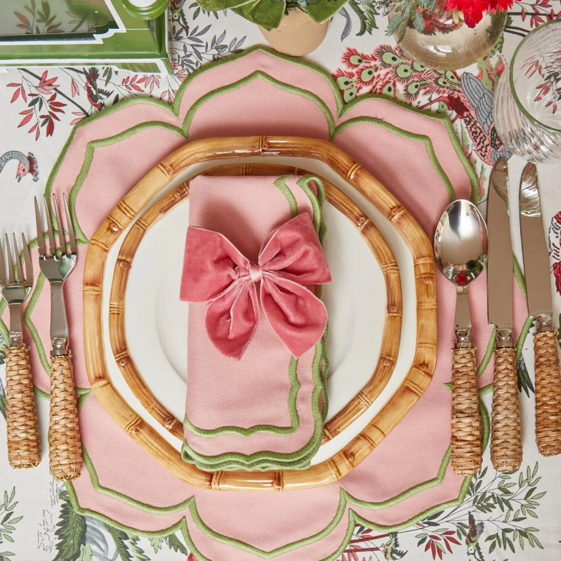 Fleur Pink Placemats & Napkins (Set Of 4)