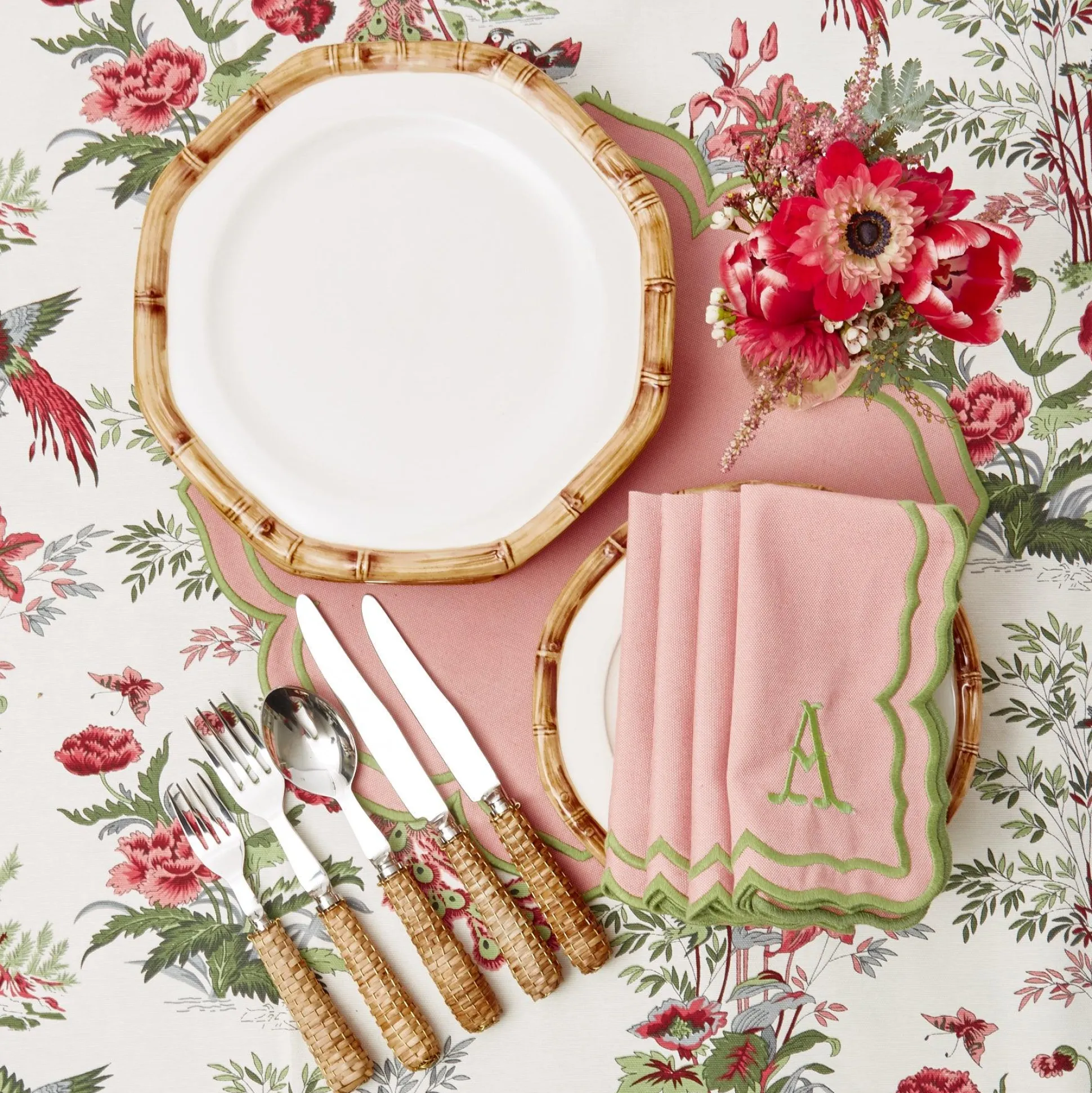 Fleur Pink Placemats & Napkins (Set Of 4)