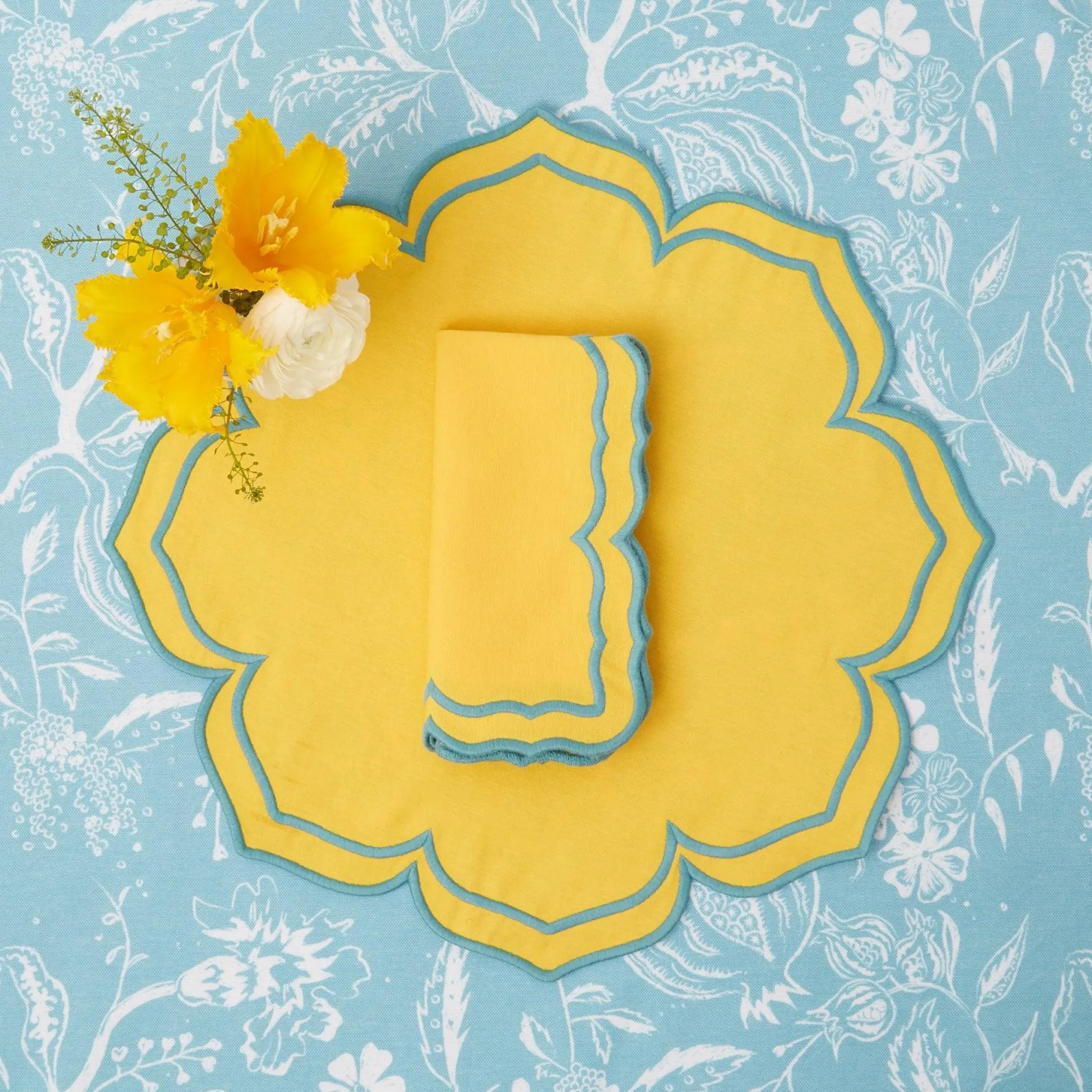 Fleur Yellow Napkins (Set Of 4)