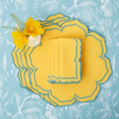 Fleur Yellow Placemats & Napkins (Set Of 4)
