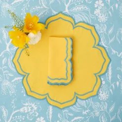 Fleur Yellow Placemats & Napkins (Set Of 4)