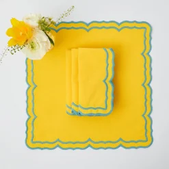 Fleur Yellow Placemats & Napkins (Set Of 4)
