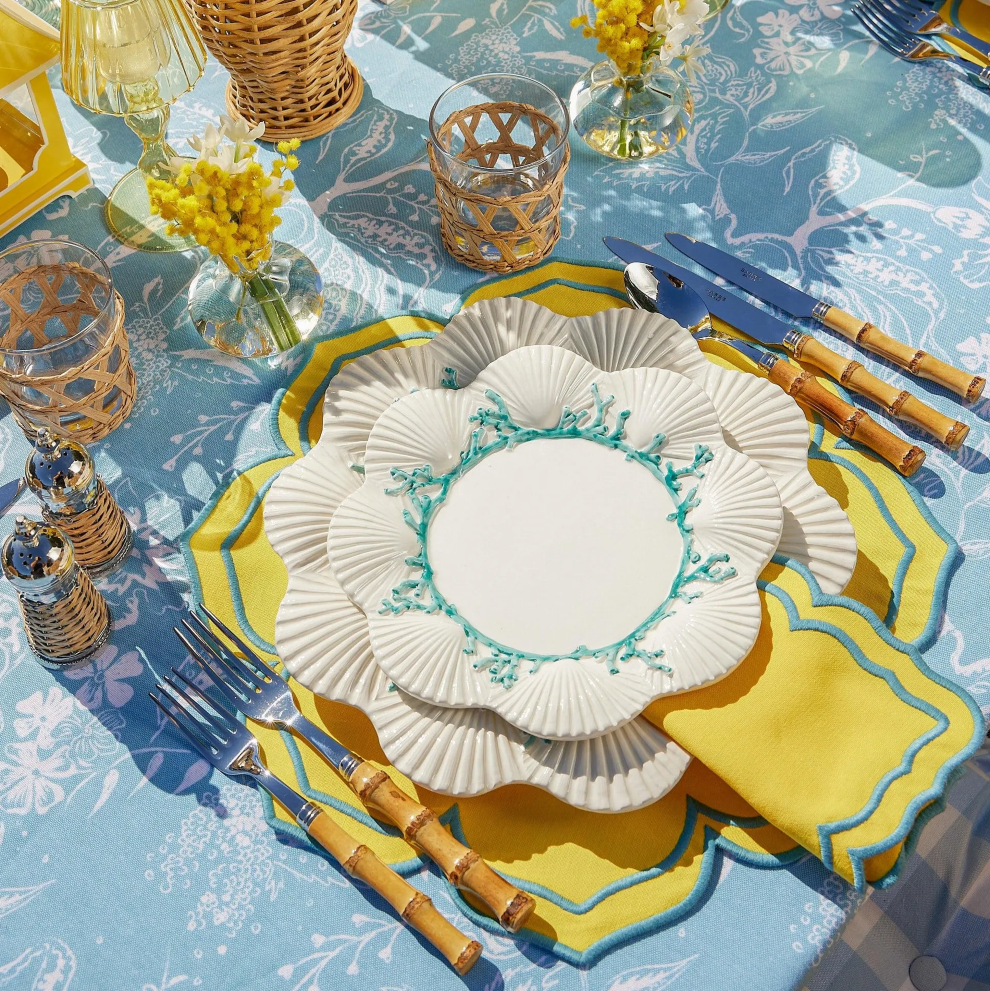 Fleur Yellow Placemats & Napkins (Set Of 4)