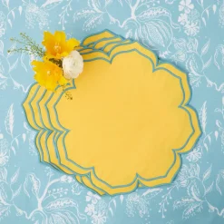 Fleur Yellow Placemats & Napkins (Set Of 4)