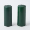Forest Green Pillar Candles (Pair)