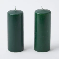 Forest Green Pillar Candles (Pair)