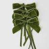 Forest Green Velvet Mini Bows (Set Of 4)
