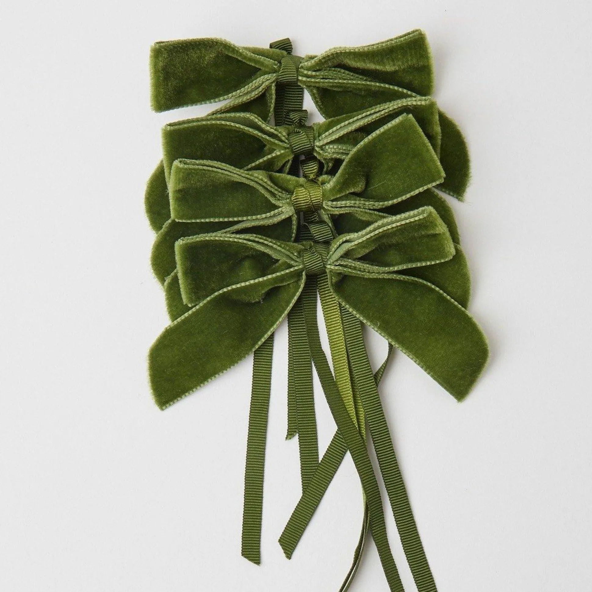 Forest Green Velvet Mini Bows (Set Of 4)