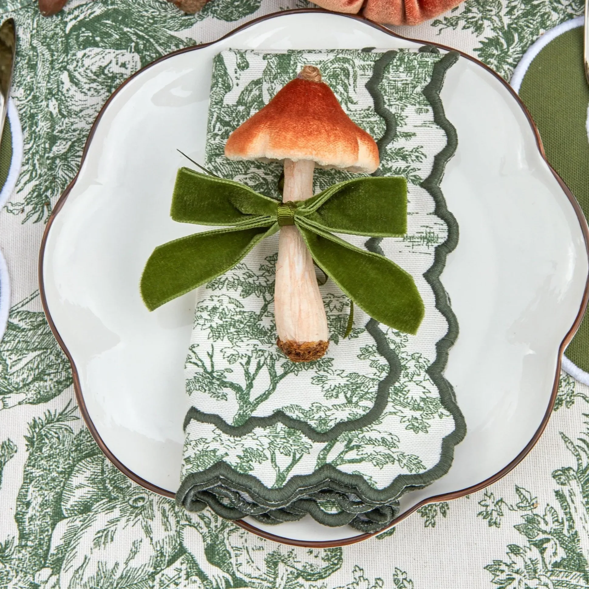 Forest Green Velvet Mini Bows (Set Of 4)