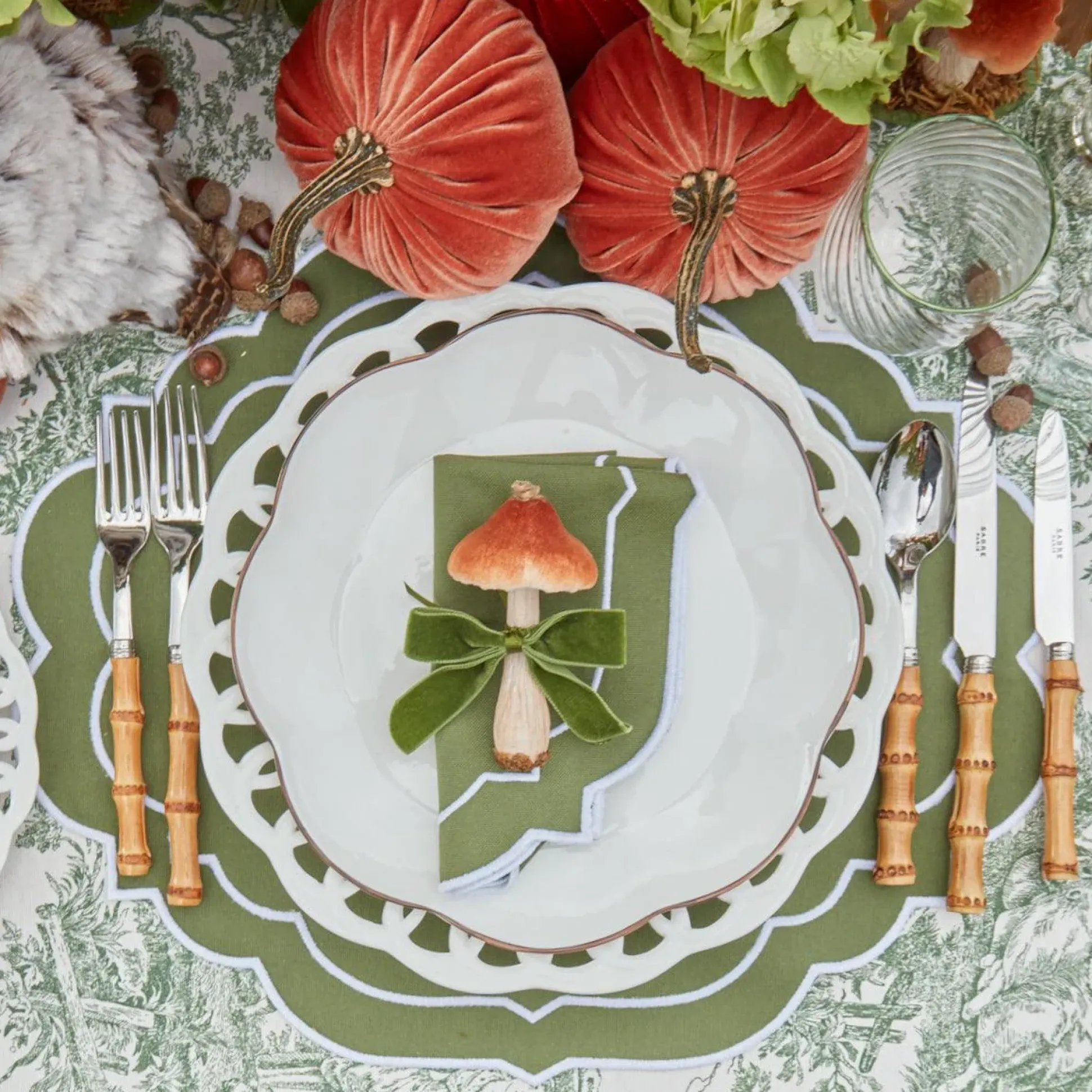 Forest Green Velvet Mini Bows (Set Of 4)