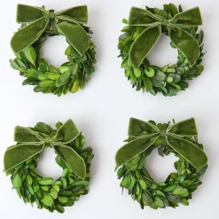 Forest Green Velvet Mini Bows (Set Of 4)