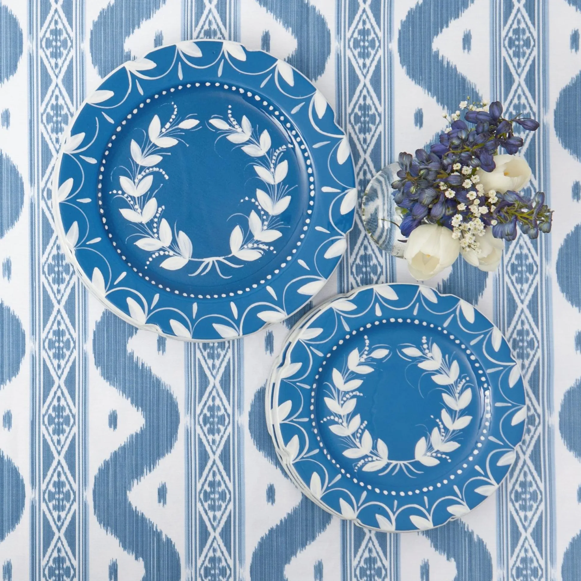 French Blue Garland Dinner Plates (Set Of 4)