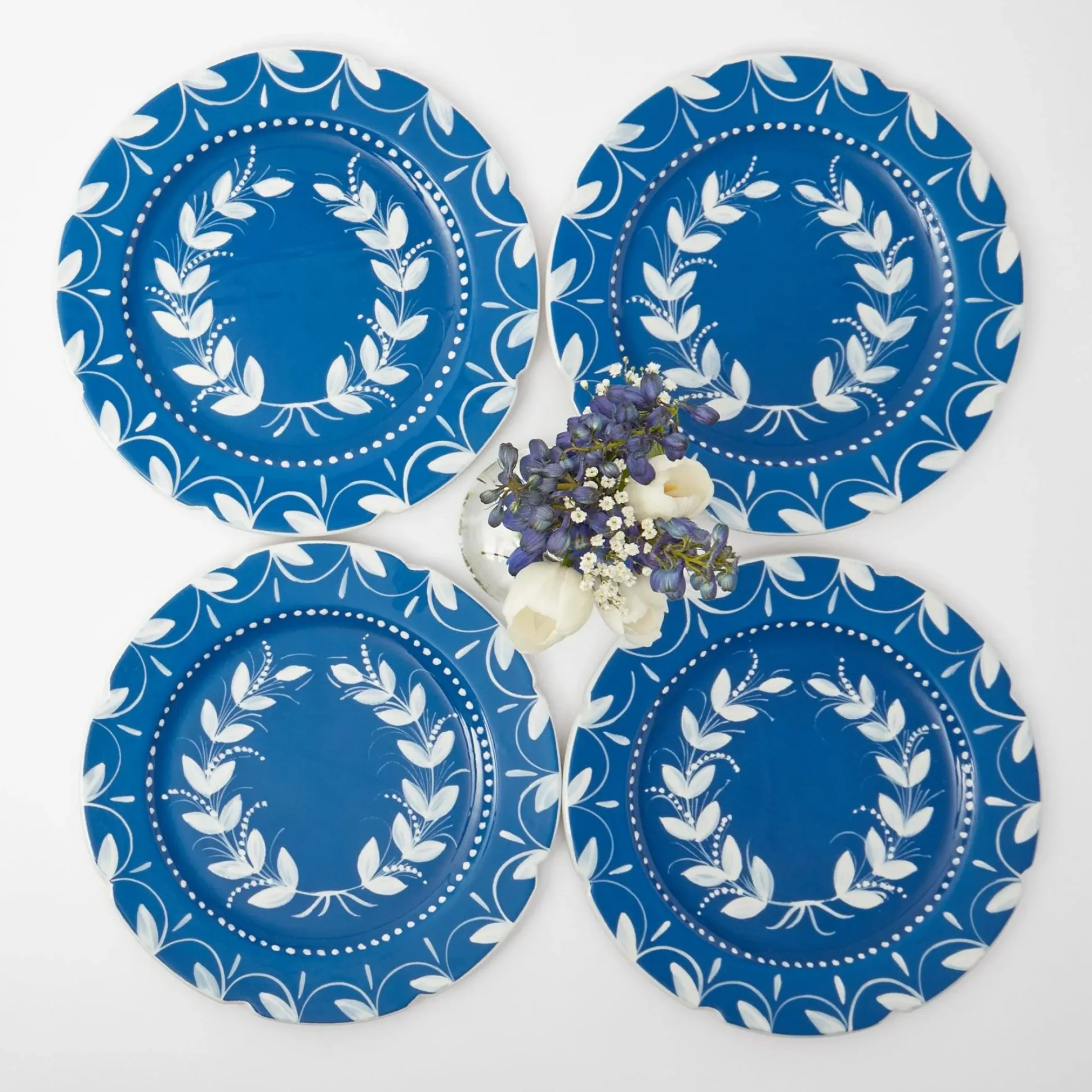 French Blue Garland Dinner Plates (Set Of 4)