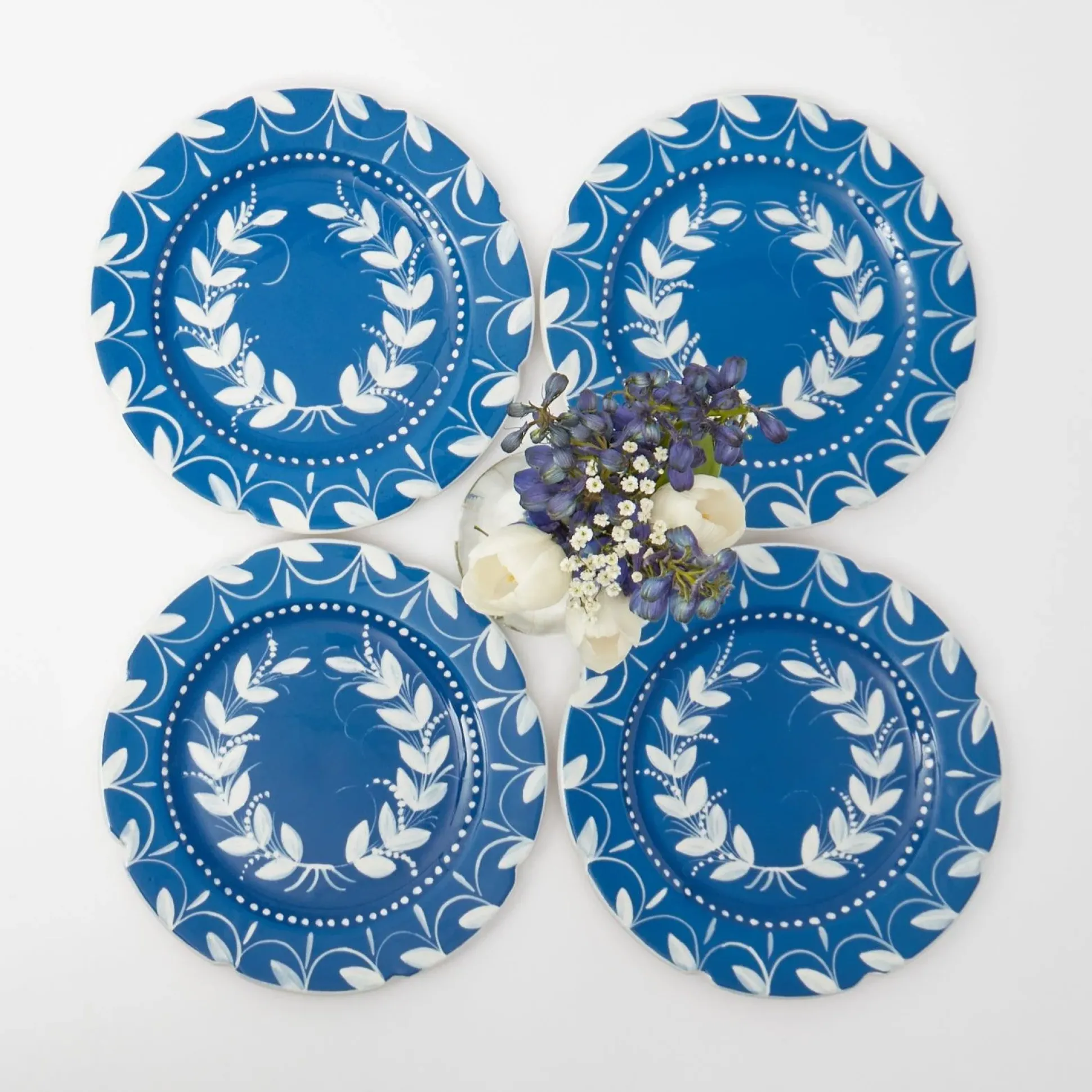 French Blue Garland Starter Plates (Set Of 4)