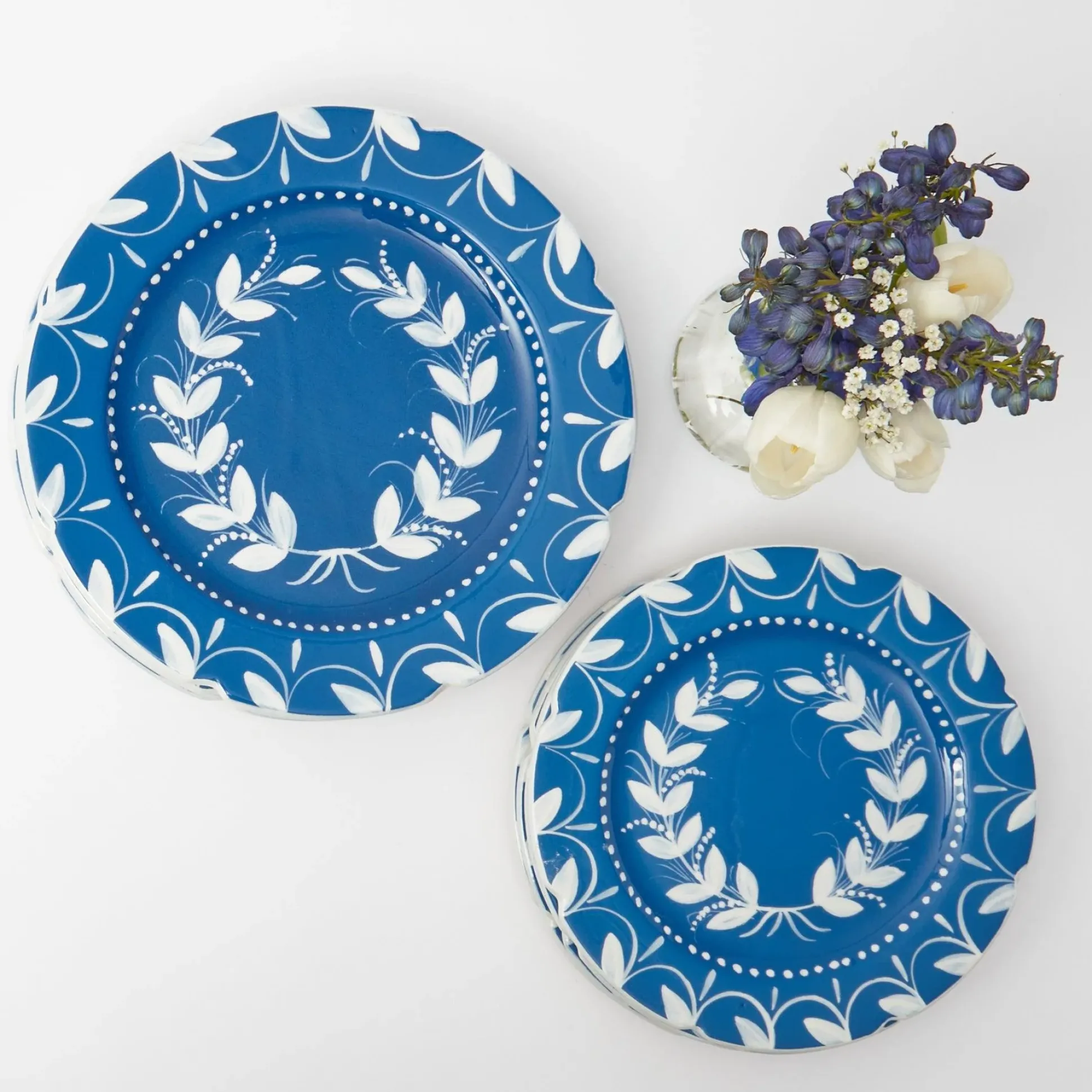 French Blue Garland Starter Plates (Set Of 4)