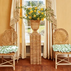 Frilled Green Ikat Seat Pad Cushion